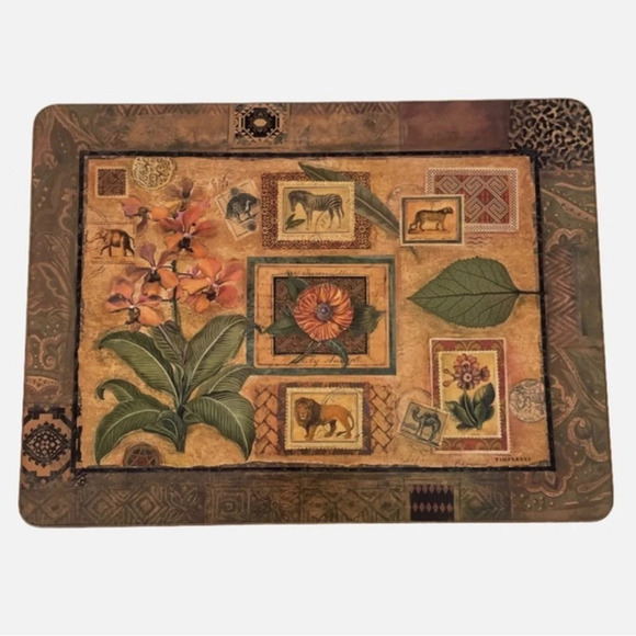 Pimpernel Lunch Placemats African Theme Cork Backed Set of Four Animal Safari - Picture 9 of 9